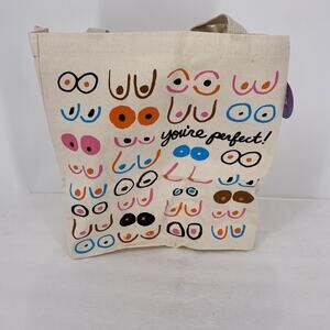You're Perfect Cotton Canvas Tote Bag Cream Multicolored